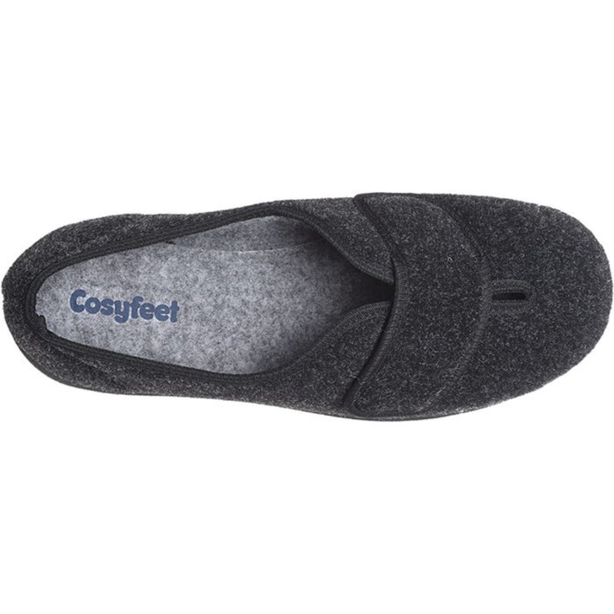 Ronnie Charcoal. Adjustable slip-on roomy slipper is cushioned underfoot. Ideal for problem toes